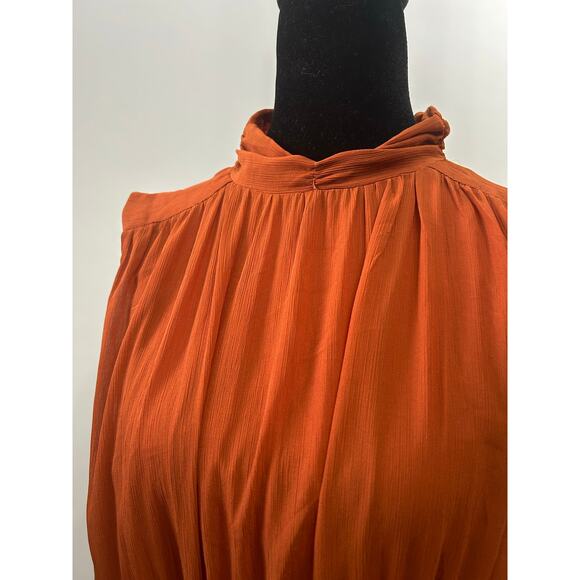 Grade and Gather Rust Mock Neck Sleeveless Midi Dress Size M - Picture 5 of 7
